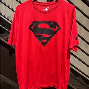 Under Armour Red Superman Logo Short Sleeve Tee